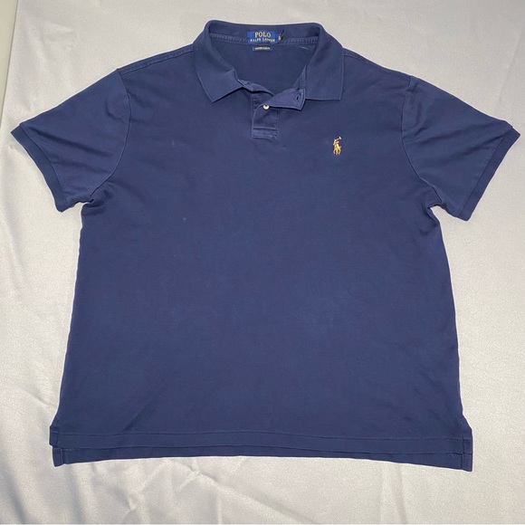 Polo Ralph Lauren Short Sleeve Polo Men's XL Custom Fit Blue Solid - Picture 1 of 6